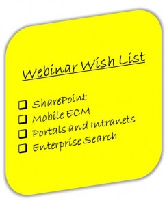 Enough Content and Portal Topics to Fill Out your Webinar Wish List