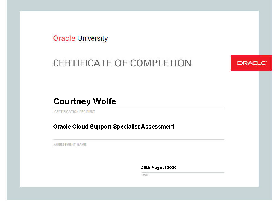 Employees Achieve Oracle Cloud Support Specialist Certification