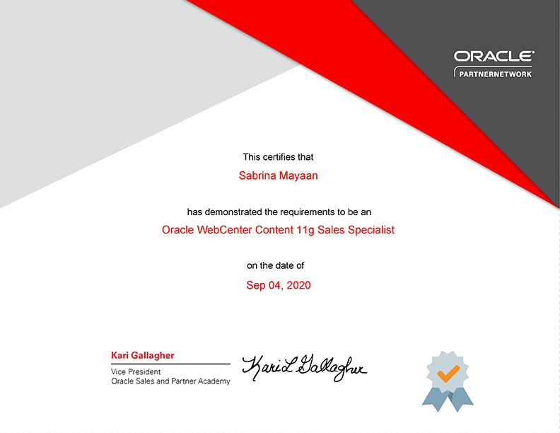 Employees Achieve Oracle WebCenter Content 11g Sales Specialist Certification