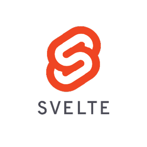 Capable of developing in Svelte. The Svelte logo is prominently displayed on a white background